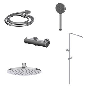 Regendoucheset IVY Bond Opbouw Thermostatisch 20 cm Medium Satin Handdouche Chroom