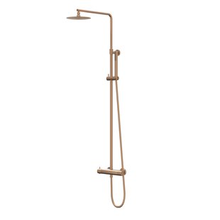 Regendoucheset IVY Bond Opbouw Thermostatisch 25 cm Slim Staaf Handdouche Geborsteld Mat Koper PVD