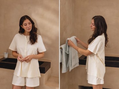 Yumeko Pyjamaset dames kort jersey sunrise white 100% regeneratief biologisch katoen, jersey katoen (gebreid)