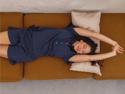 Yumeko Pyjamaset dames kort jersey midnight blue 100% regeneratief biologisch katoen, jersey katoen (gebreid)