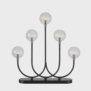 Markslöjd Kandelaar Enys, zwart/helder, ijzer/glas, 5-lamps, LED
