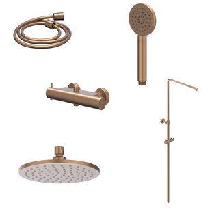 Regendoucheset IVY Bond Opbouw Thermostatisch 25 cm Medium Satin Handdouche Geborsteld Mat Koper PVD