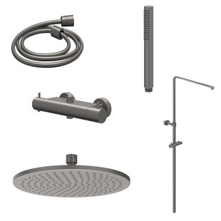 Regendoucheset IVY Bond Opbouw Thermostatisch 25 cm Medium Staaf Handdouche Geborsteld Metal Black PVD