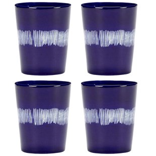 Serax Feast By Ottolenghi Mok 33cl Set Van 4 Dark Blue/White Stripes