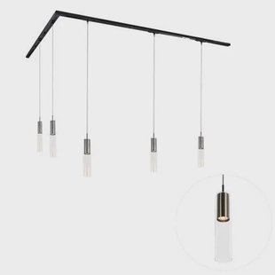 QAZQA Modern railsysteem met 5 hanglampen gunmetal 1-fase - Iconic