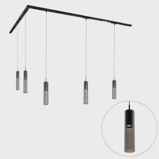 QAZQA Modern railsysteem met 5 hanglampen zwart 1-fase - Iconic Lloyd