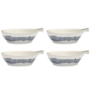 Serax Feast By Ottolenghi Tapassschaal 11x13 Set Van 4 White/Blue Stripes