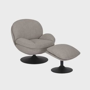 Bronx71 Draaifauteuil met hocker Isobel linnen taupe