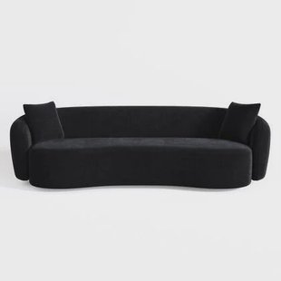 3-zitsbank in zacht aanvoelende geweven stof, zwart 210cm