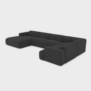 7-zits panoramabank linkerhoek donker antraciet bouclette