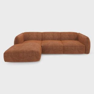 Hoekbank links in terracotta geweven fluweel