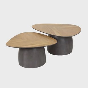 Fraaai Nash salontafel set van 2 infinite - gerecycled teakhout fineer