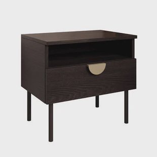 Meubella - Nachtkastje Monor - Zwart eiken - 50 cm - Set van 2