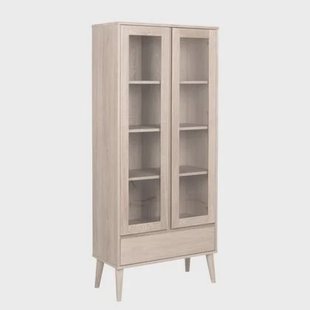 Giga Living - Vitrinekast - Naturel - 80x37x178cm - Rosta