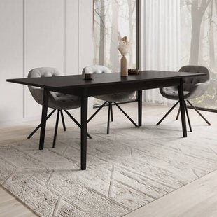 Meubella - Eetkamertafel Monor - Zwart eiken - 220 cm - Uitschuifbaar