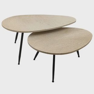 PTMD - Salontafel Veria - Beige - 100x60x43cm - Set van 2