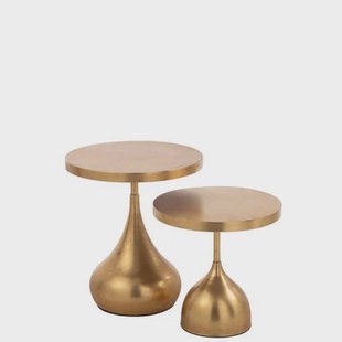 J-Line bijzettafel Druppel - metaal - goud - 2 stuks J-Line bijzettafel Druppel - metaal - goud - 2 stuks