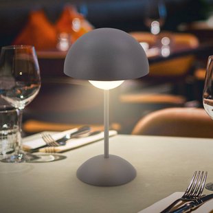 Briloner LED tafellamp op accu Kugle, antraciet, metaal, IP44, dimbaar.