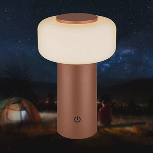 Briloner LED tafellamp op accu Juna, bruin, IP44, dimbaar, 20 cm