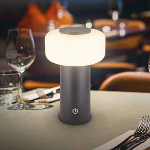 Briloner LED tafellamp op accu Juna, antraciet, IP44, dimbaar, 20 cm