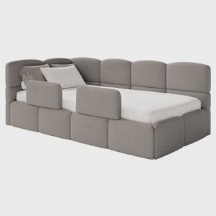 NADUVI Collection Jeugdbed Chloe links bouclé 90x200 met opbergruimte