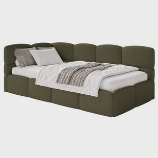 NADUVI Collection Jeugdbed Chloe links bouclé 90x200 met opbergruimte