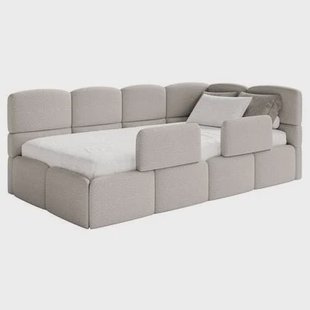 NADUVI Collection Jeugdbed Chloe rechts bouclé 90x200 met opbergruimte