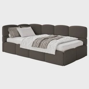 NADUVI Collection Jeugdbed Chloe links bouclé 90x200 met opbergruimte