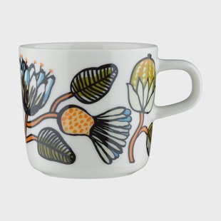 Marimekko Tiara koffiekop 20 cl White-warm orange-green