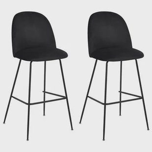 Beliani - ARCOLA - Barkruk set van 2 - Zwart - Fluweel