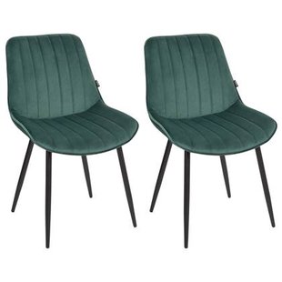 Beliani - DUBROVNIK - Eetkamerstoel set van 2 - Smaragdgroen - Fluweel