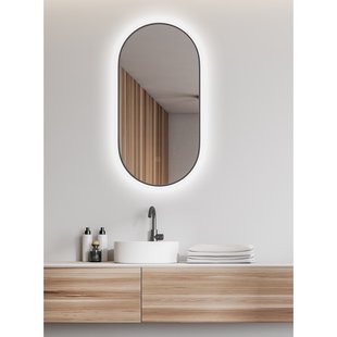 Spiegel Wiesbaden Nomi Ovaal Met LED en Spiegelverwarming 50x100 cm Gunmetal