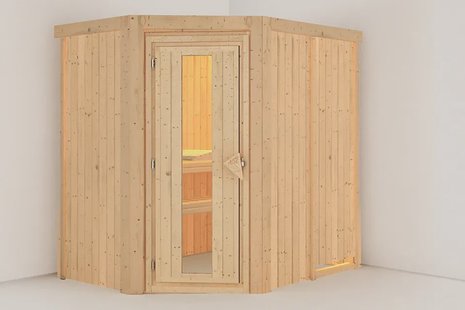 Karibu | Carin Sauna | Antracietglas Deur | Kachel 9 kW Externe Bediening