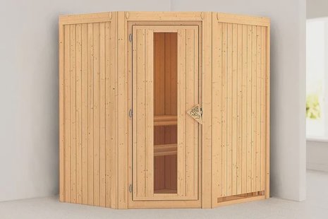 Karibu | Taurin Sauna | Helderglas Deur | Kachel 9 kW Externe Bediening