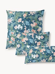 Katoensatijnen kussenhoes Anthea met bloemenpatroon