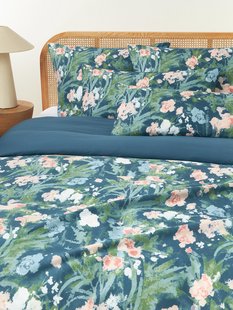 Katoensatijnen dekbedovertrek Anthea met bloemenpatroon