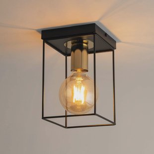 SIGMA Plafondlamp Vox, zwart/goud, hoekig, 1-lamp, staal