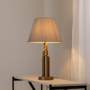 Avonni Tafellamp Lazar, grijs/goud antiek, hoogte 65 cm, textiel/metaal