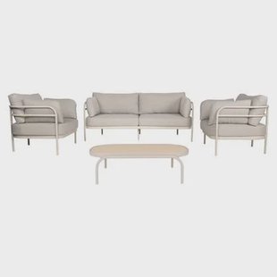 Zuiver Vista Tuin Loungeset bank + tafel + 2 fauteuils - Beige