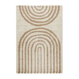 sweeek - Interieurtapijt, geometrisch regenboog patroon, beige