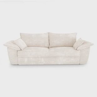 3-zits XXL-crème ribfluwelen bank 230cm