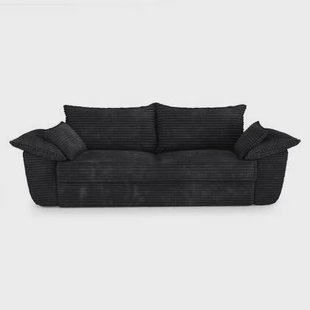 XXL zwart ribfluweel 3-zitsbank 230cm