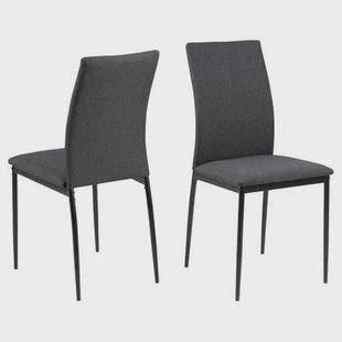 Giga Living - Eetkamerstoel - Grijs - Stof - Grondal - Set van 4