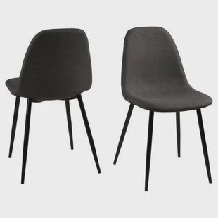 Giga Living - Eetkamerstoel - Donkergrijs - Stof - Zithoogte 48,5cm - Willy - Set van 4 Giga Living - Eetkamerstoel - Donkergrijs - Stof - Zithoogte 48,5cm - Willy - Set van 4