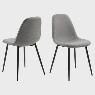 Giga Living - Eetkamerstoel - Grijs - Stof - Zithoogte 48,5cm - Willy - Set van 4 Giga Living - Eetkamerstoel - Grijs - Stof - Zithoogte 48,5cm - Willy - Set van 4