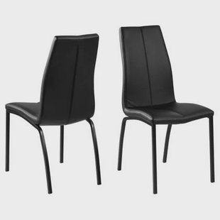 Giga Living - Eetkamerstoel - Zwart - PU Leer - 57x44x95cm - Askra - Set van 4