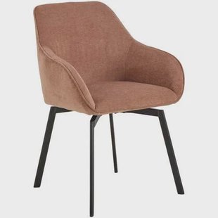 Giga Living - Eetkamerstoel - Bruin - Stof - Zithoogte 47cm - Klaasje - Set van 2