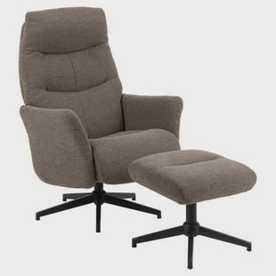 Giga Living - Relaxfauteuil Taupe - Incl. Voetenbankje - 83x75x112cm - Lovik