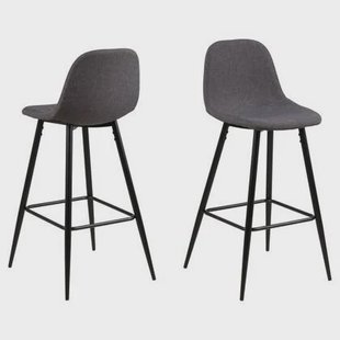 Giga Living - Barkruk Grijs|Zwart - Zithoogte 75cm - Willy - Set van 2 Giga Living - Barkruk Grijs|Zwart - Zithoogte 75cm - Willy - Set van 2