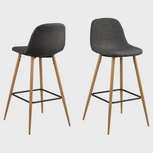 Giga Living - Barkruk Grijs - Zithoogte 75cm - Willy - Set van 2